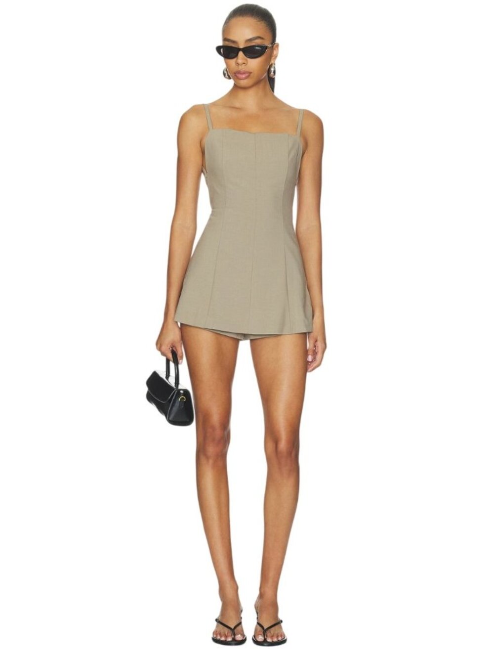 L'Academie Size S Nicoly Romper Tailored Silhouette Open Back Sage Green
